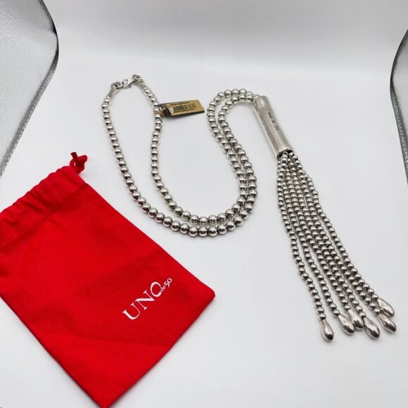 NWT Uno De 50 Jellyfish Long Statement Beaded Necklace Tassel BOLO Silver Plated - Picture 15 of 16